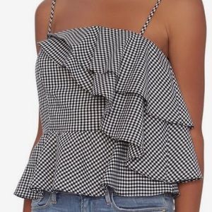 Intermix gingham peplum ruffle top